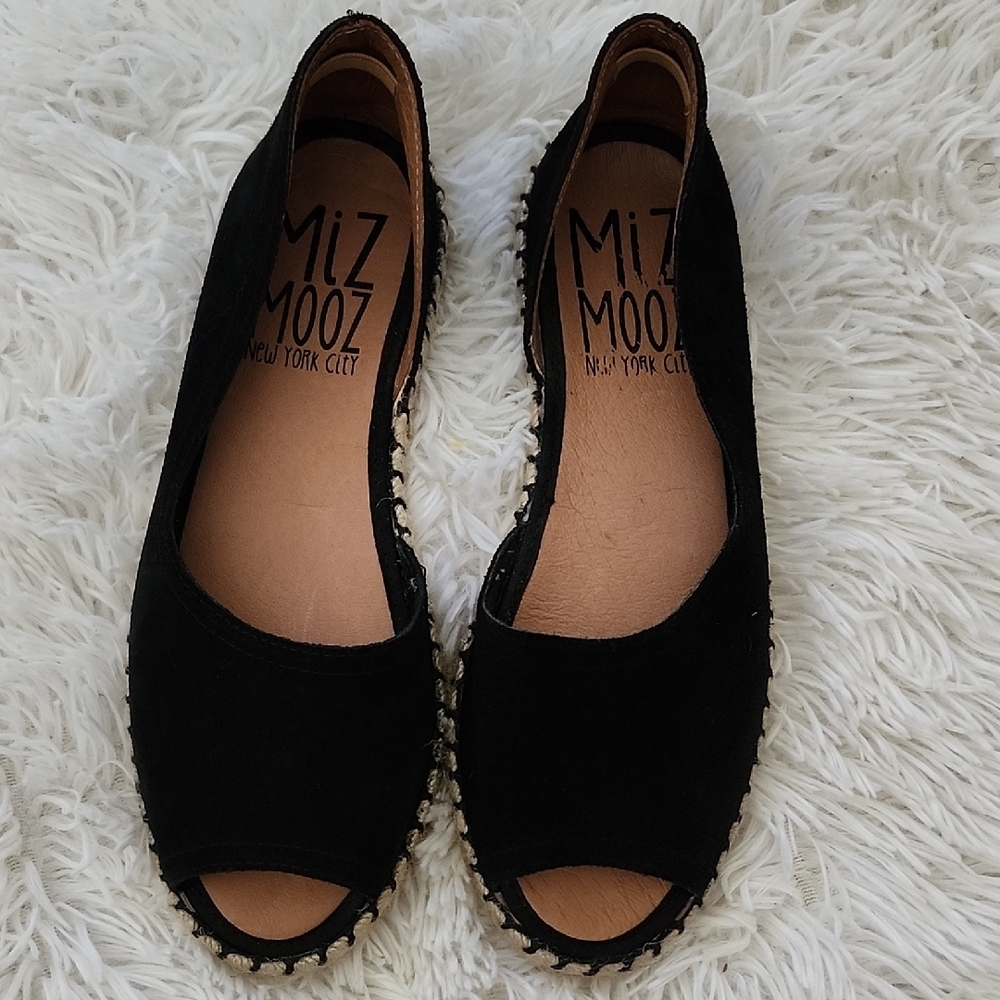 Miz Mooz Cruze Black Peep-Toe Flats